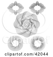 Poster, Art Print Of Five Intricate Guilloche Patterns On A White Background