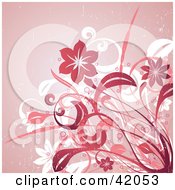 Poster, Art Print Of Grunge White Red And Pink Floral Background