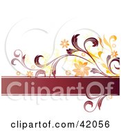 Poster, Art Print Of Grunge Text Box Orange And Red Floral Background On White