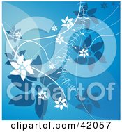 Clipart Illustration Of A Blue Floral Background Of White And Blue Flowers And Vines by L2studio