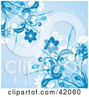 Poster, Art Print Of Blue Grunge Background Of Flowering Corners