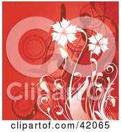 Poster, Art Print Of Grunge Red And White Floral Background