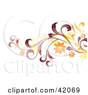 Poster, Art Print Of Grunge Yellow Red And Orange Floral Background On White