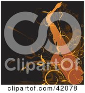 Clipart Illustration Of A Grungy Saxophone Background With Orange And Brown Vines by L2studio #COLLC42078-0097