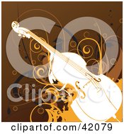Poster, Art Print Of Brown Orange And White Grunge Cello Background With Vines