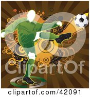 Poster, Art Print Of Soccer Player Kicking A Ball With Extreme Force