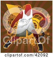 Clipart Illustration Of A Basketball Player Dribbling A Ball Defensively