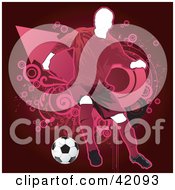 Poster, Art Print Of Pink Soccer Player Kicking A Ball Defensively
