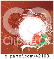 Red And Orange Grunge Christmas Background With Bells And A Blank White Circle