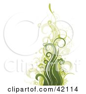 Clipart Illustration Of A Grunge Floral Background Of Green Waves Or Plants On White