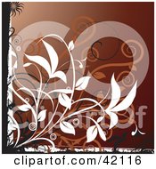 Poster, Art Print Of Grunge Floral Background Of Orange And White Vines On Brown