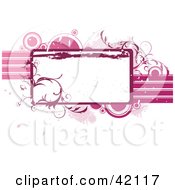 Poster, Art Print Of Blank Text Box Bordered In Pink Vines And Grunge