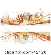 Poster, Art Print Of Grunge Floral Background Of Brown And Orange Grunge On White With A Text Box