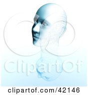 Clipart Illustration Of A 3d Blue Head With Grid Patterns Symbolizing Cloning Or Facial Reconstruction by MacX