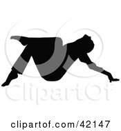 Clipart Illustration Of A Black Silhouetted Woman Sitting On The Floor And Leaning Back by MacX
