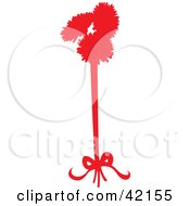 Clipart Illustration Of Three Red Silhouetted Flowers Tied With A Bow