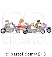 Biker Men And Woman Riding Motorcycles Together As A Group Clipart by djart #COLLC4216-0006