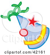 Clipart Illustration Of A Blue Party Hat With A Face by Cherie Reve