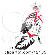 Clipart Illustration Of Black And Red Native American Feathers by Cherie Reve #COLLC42165-0099