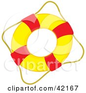 Rope Around A Red And Yellow Live Buoy