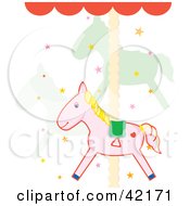 Poster, Art Print Of Cute Carousel Horses And Stars On A Merry Go Round