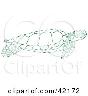 Clipart Illustration Of A Green Dotted Swimming Sea Turtle by Cherie Reve