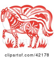 Poster, Art Print Of Clipred Oriental Horse Design