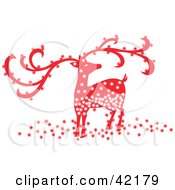 Clipart Illustration Of A Sparkling Red Christmas Reindeer With Large Antlers by Cherie Reve #COLLC42179-0099
