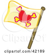 Clipart Illustration Of A Heart And Cross Bone Pirate Flag by Cherie Reve