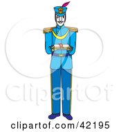 Poster, Art Print Of Male Soldier In Blue Holding An Open Book