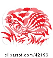 Poster, Art Print Of Red Oriental Rooster Design