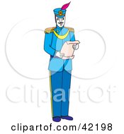 Poster, Art Print Of Male Soldier In Blue Reading A Scroll