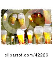 Poster, Art Print Of Background Of Grungy Glasses Of Beer