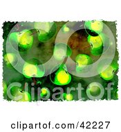 Clipart Illustration Of A Background Of Grungy Green Apples by Prawny