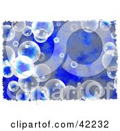 Clipart Illustration Of A Background Of Grungy Bubbles On Blue