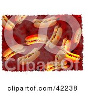 Clipart Illustration Of A Background Of Grungy Hot Dogs On Red by Prawny