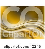 Clipart Illustration Of A Golden Wave Swooshing Over A Yellow Background