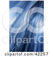 Clipart Illustration Of A Blue Background With Silver Beaded DNA Strands