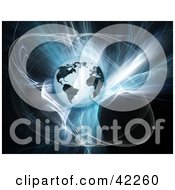 Clipart Illustration Of A Bursting Bright Fractal And A White Globe