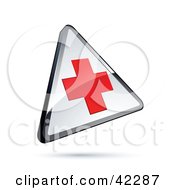 Clipart Illustration Of A Shiny Red And White Triangular First Aid Cross Sign by beboy