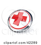 Clipart Illustration Of A Red Round First Aid Cross Button