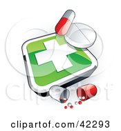 Clipart Illustration Of A Green Cross Sign With Pills