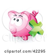 Poster, Art Print Of Green X Mark Over A Pink Piggy Bank