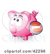 Poster, Art Print Of Negative Button Over A Pink Piggy Bank