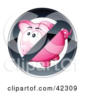 Shiny Black Restriction Sign Over A Pink Piggy Bank