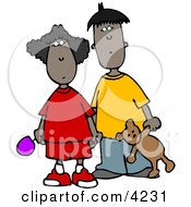 Ethnic Brother And Sister Standing Together Clipart