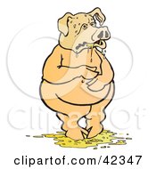 Poster, Art Print Of Nauseated Pig Standing In Puke