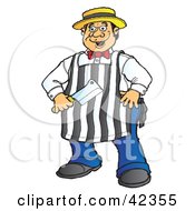 Clipart Illustration Of An Energetic Male Butcher Standing With His Knife