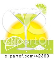 Clipart Illustration Of A Margarita Served With Salt And Lime Slices by suzib_100 #COLLC42360-0076