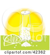 Clipart Illustration Of A Tequila Shot Glass With Salt And A Lime On A Counter